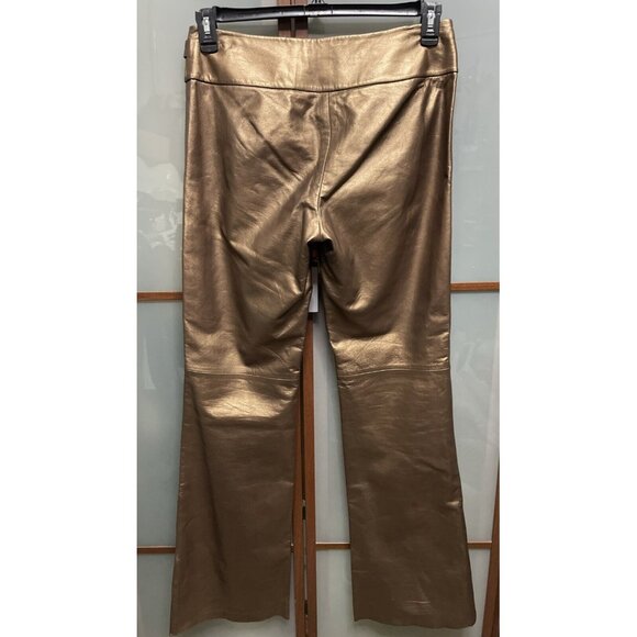 Cache Vintage 90s Y2K Metallic Bronze Copper Leather Soft Lambskin Pants Lined 6 - Picture 2 of 6